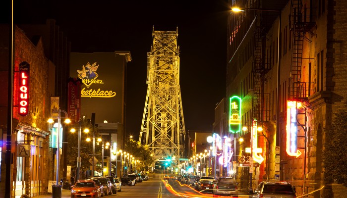 Downtown Duluth MN at Night