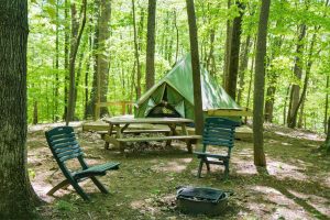 Green Tent and Picnic Table - Best Places to Camp Duluth MN